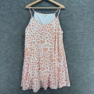 Andree Dress Women L Large White Animal Print Shift Short Lined Sleeveless